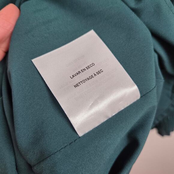 Gal Meets Glam women SZ 2 Everlyn Green Stretch Crepe Pleated Flare Dress Party - Picture 5 of 8